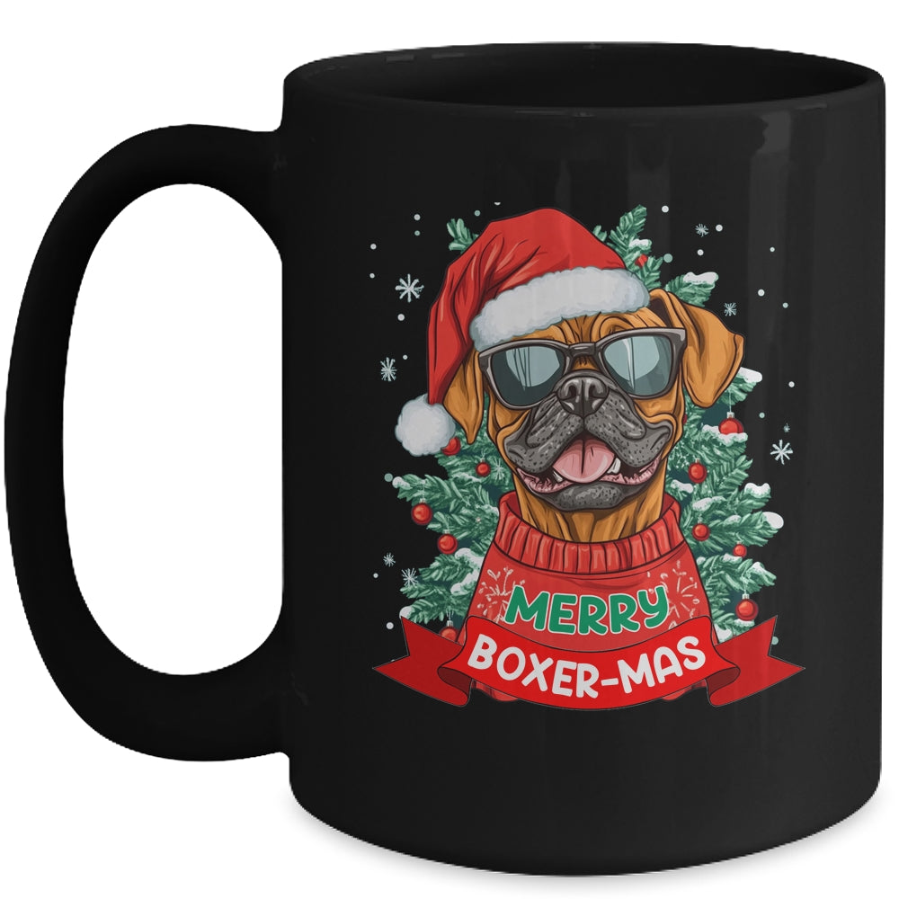 Merry Boxer-mas Cute Boxer Lover Dog Christmas Dad Mom Women Mug | teecentury
