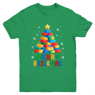 Merry Brickmas Christmas Building Blocks Master Builder Youth Shirt | teecentury