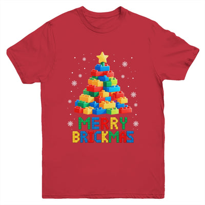 Merry Brickmas Christmas Building Blocks Master Builder Youth Shirt | teecentury