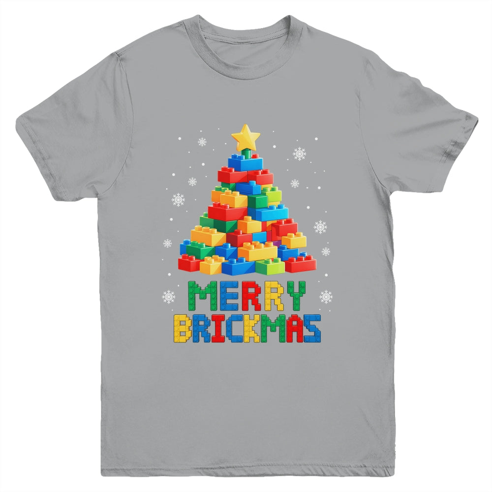 Merry Brickmas Christmas Building Blocks Master Builder Youth Shirt | teecentury