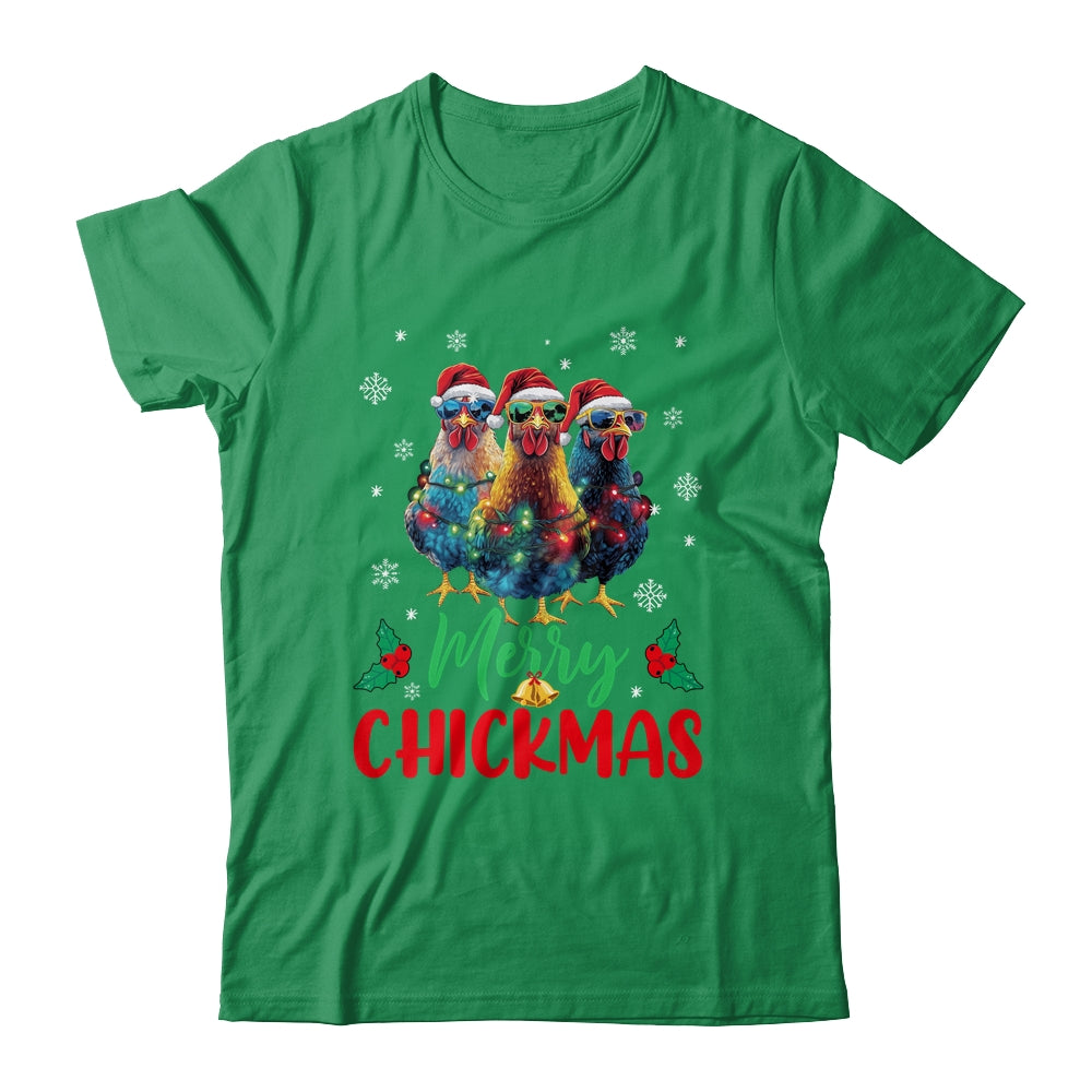 Merry Chickmas Ornament Lights Chicken Farmer Farm Christmas Shirt & Sweatshirt | teecentury