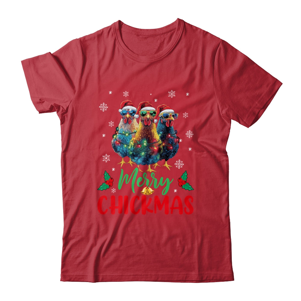 Merry Chickmas Ornament Lights Chicken Farmer Farm Christmas Shirt & Sweatshirt | teecentury