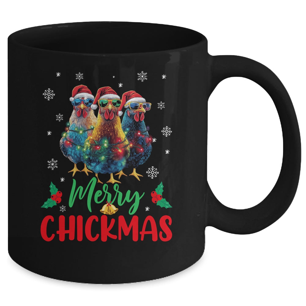 Merry Chickmas Ornament Lights Chicken Farmer Farm Christmas Mug | teecentury