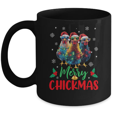 Merry Chickmas Ornament Lights Chicken Farmer Farm Christmas Mug | teecentury