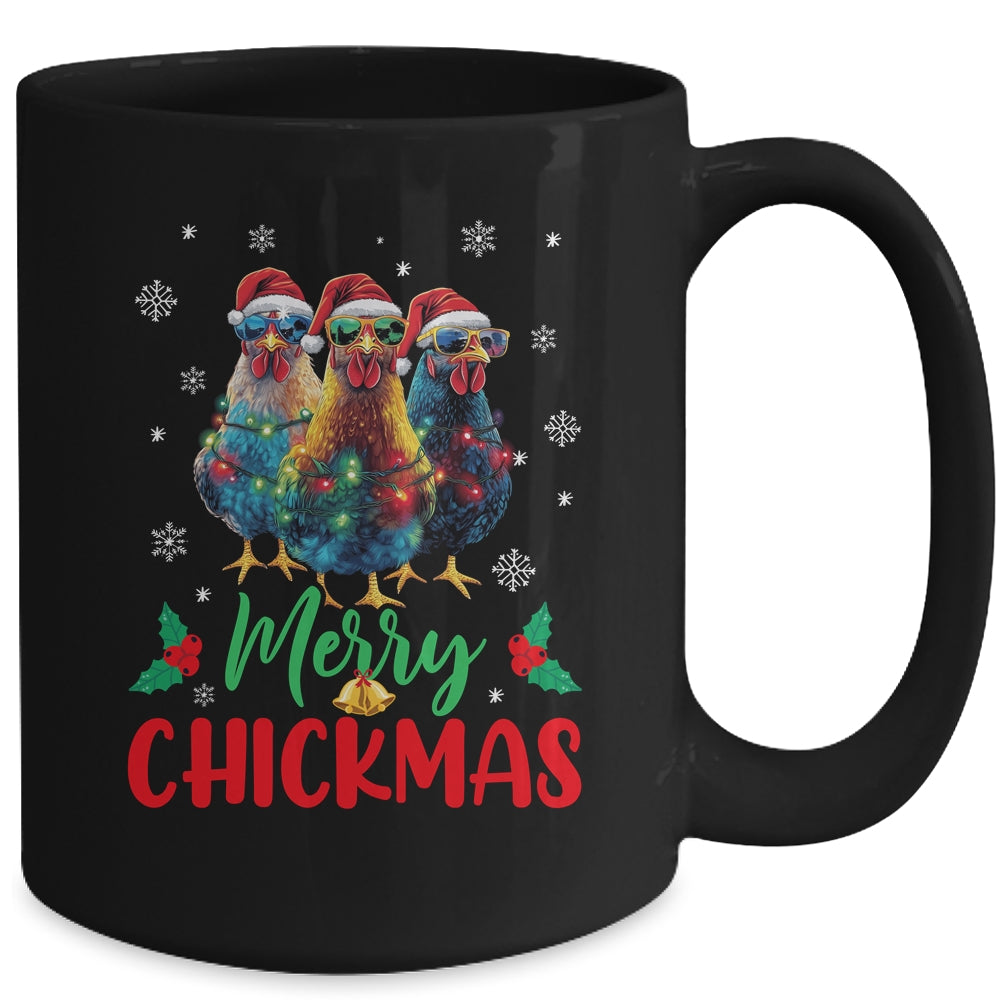 Merry Chickmas Ornament Lights Chicken Farmer Farm Christmas Mug | teecentury