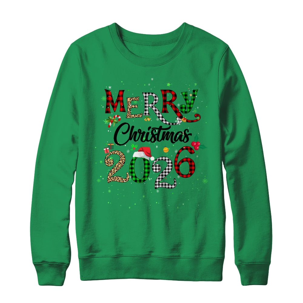 Merry Christmas 2026 Leopard Buffalo Plaid Red Green Xmas Shirt & Sweatshirt | teecentury
