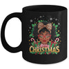 Merry Christmas African American Black Women Afro Messy Bun Mug | teecentury