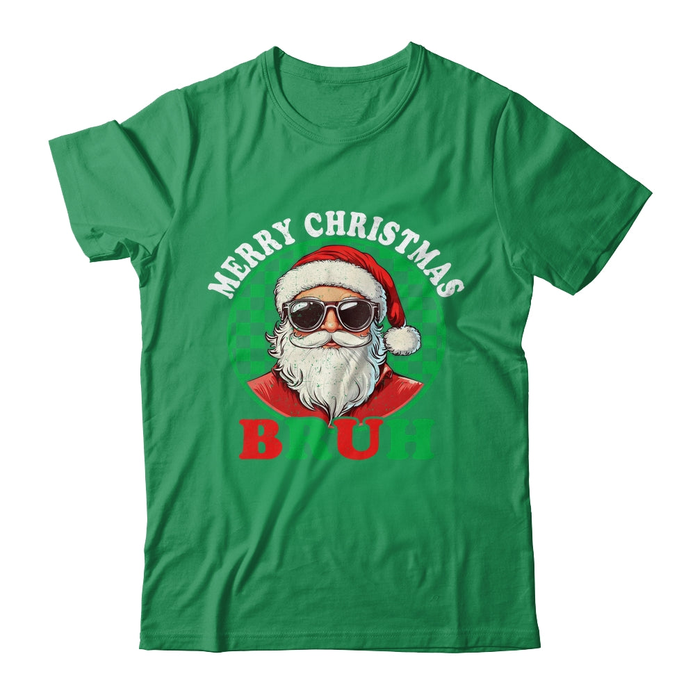 Merry Christmas BRUH Santa BRUH Checkerboard Retro Boy Men Shirt & Sweatshirt | teecentury
