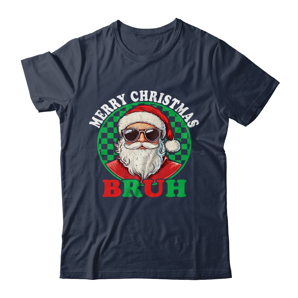 Merry Christmas BRUH Santa BRUH Checkerboard Retro Boy Men Shirt & Sweatshirt | teecentury