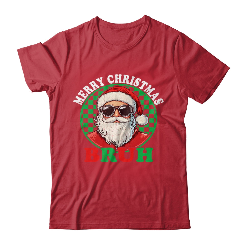 Merry Christmas BRUH Santa BRUH Checkerboard Retro Boy Men Shirt & Sweatshirt | teecentury