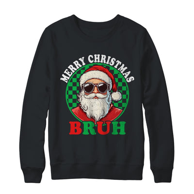 Merry Christmas BRUH Santa BRUH Checkerboard Retro Boy Men Shirt & Sweatshirt | teecentury
