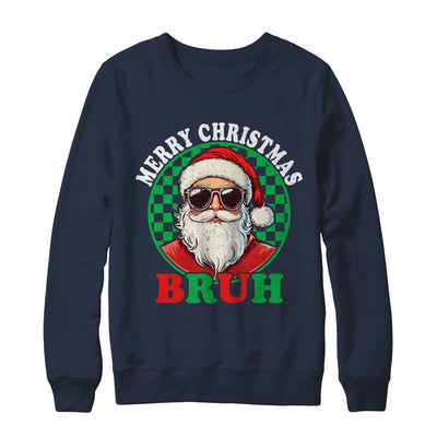 Merry Christmas BRUH Santa BRUH Checkerboard Retro Boy Men Shirt & Sweatshirt | teecentury