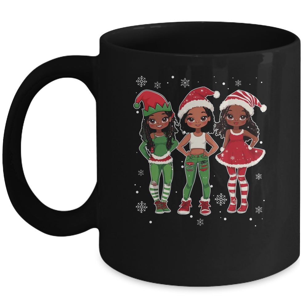 Merry Christmas Black Afro African Santa Hat ELF Melanin Mug | teecentury