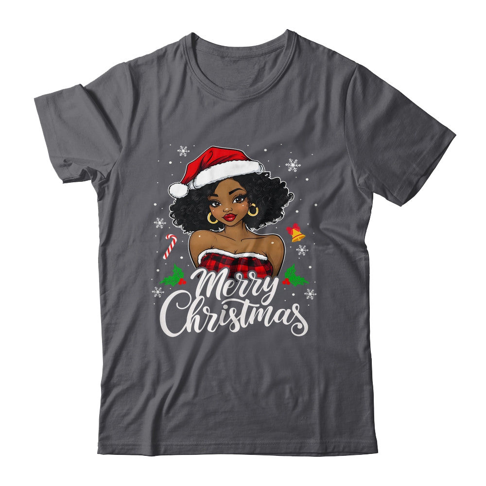 Merry Christmas Black Women African Girl Santa Hat Xmas Shirt & Sweatshirt | teecentury