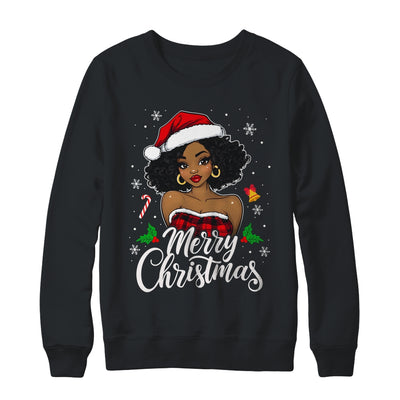 Merry Christmas Black Women African Girl Santa Hat Xmas Shirt & Sweatshirt | teecentury
