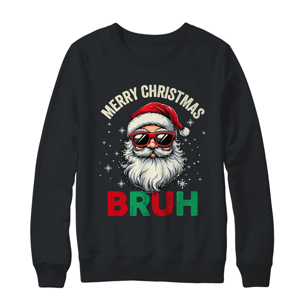 Merry Christmas Bruh Funny Santa Claus Groovy Retro Shirt & Sweatshirt | teecentury