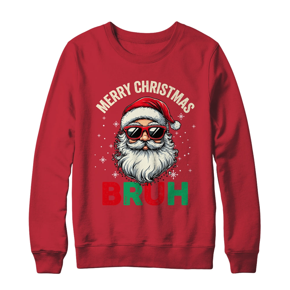 Merry Christmas Bruh Funny Santa Claus Groovy Retro Shirt & Sweatshirt | teecentury