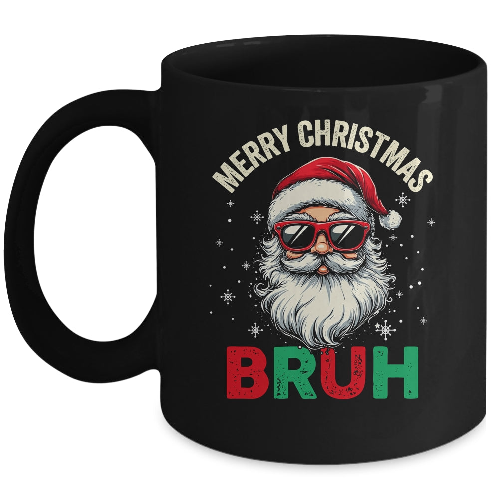 Merry Christmas Bruh Funny Santa Claus Groovy Retro Mug | teecentury