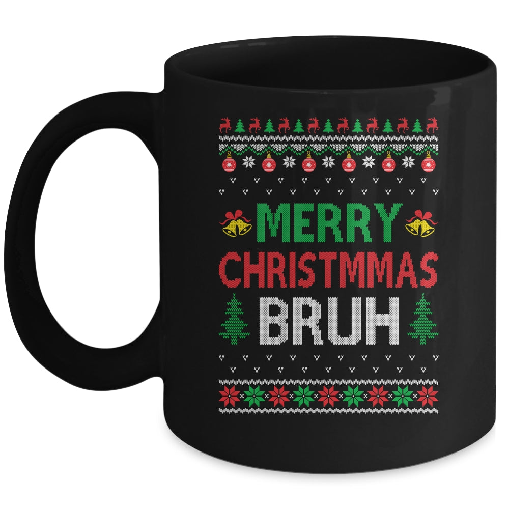 Merry Christmas Bruh Ugly Christmas Funny Santa Men Women Mug | teecentury