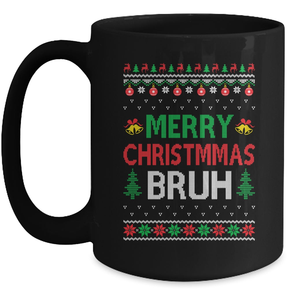 Merry Christmas Bruh Ugly Christmas Funny Santa Men Women Mug | teecentury
