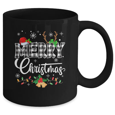 Merry Christmas Buffalo Black And White Plaid For Men Women Mug | teecentury