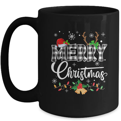 Merry Christmas Buffalo Black And White Plaid For Men Women Mug | teecentury