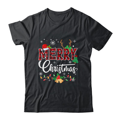 Merry Christmas Buffalo Plaid Red Santa Hat Xmas Men Women Shirt & Sweatshirt | teecentury