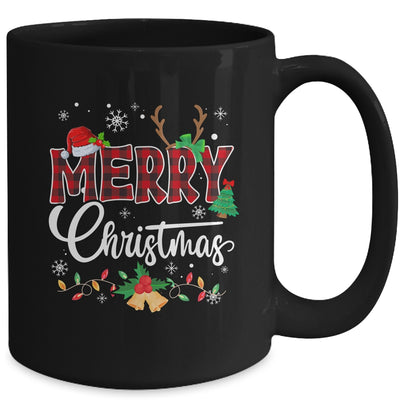 Merry Christmas Buffalo Plaid Red Santa Hat Xmas Men Women Mug | teecentury