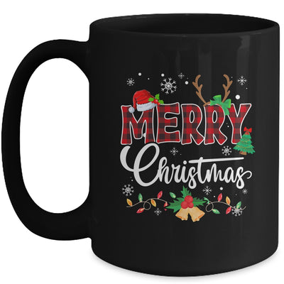 Merry Christmas Buffalo Plaid Red Santa Hat Xmas Men Women Mug | teecentury