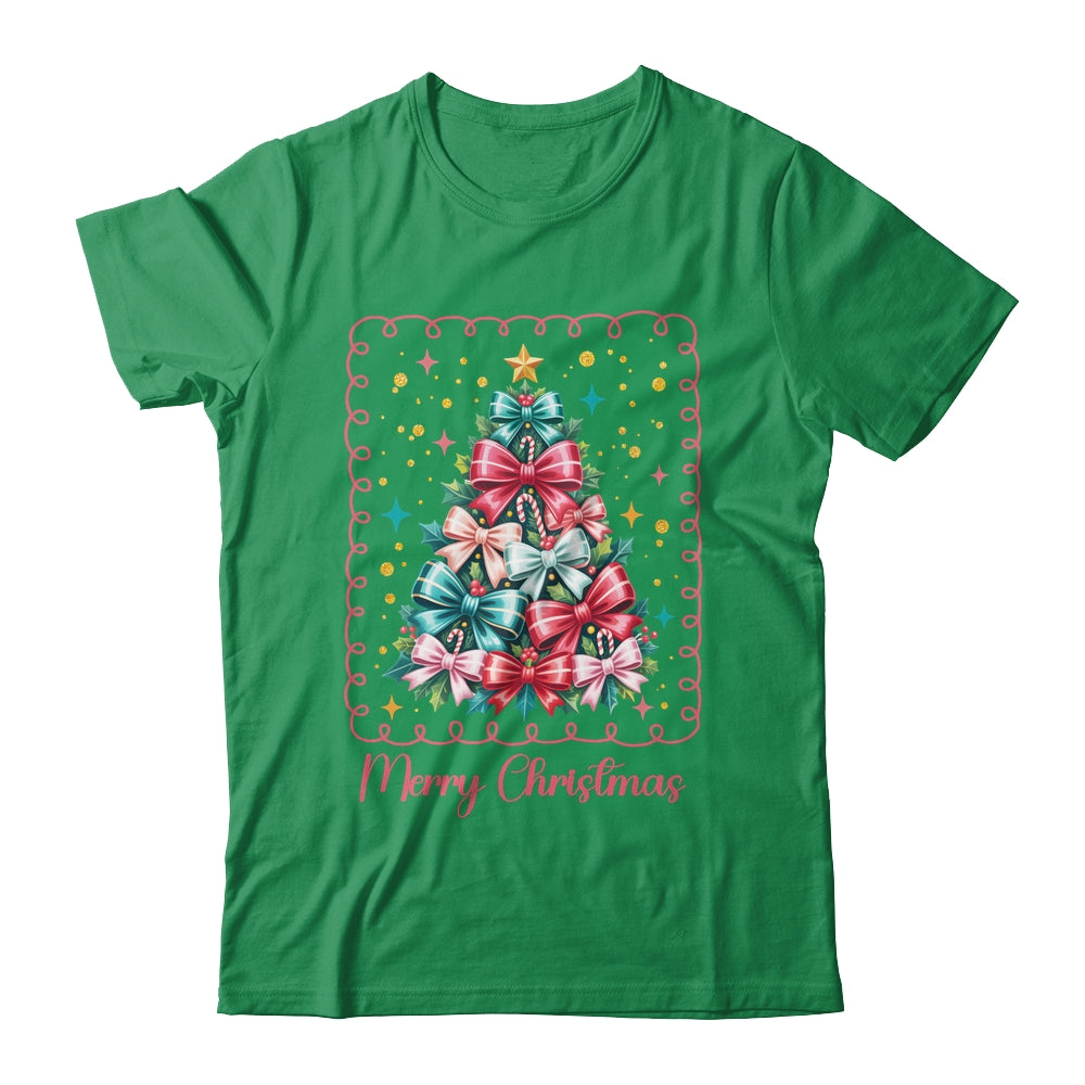 Merry Christmas Coquette Christmas Tree Vintage Bow Women Shirt & Sweatshirt | teecentury