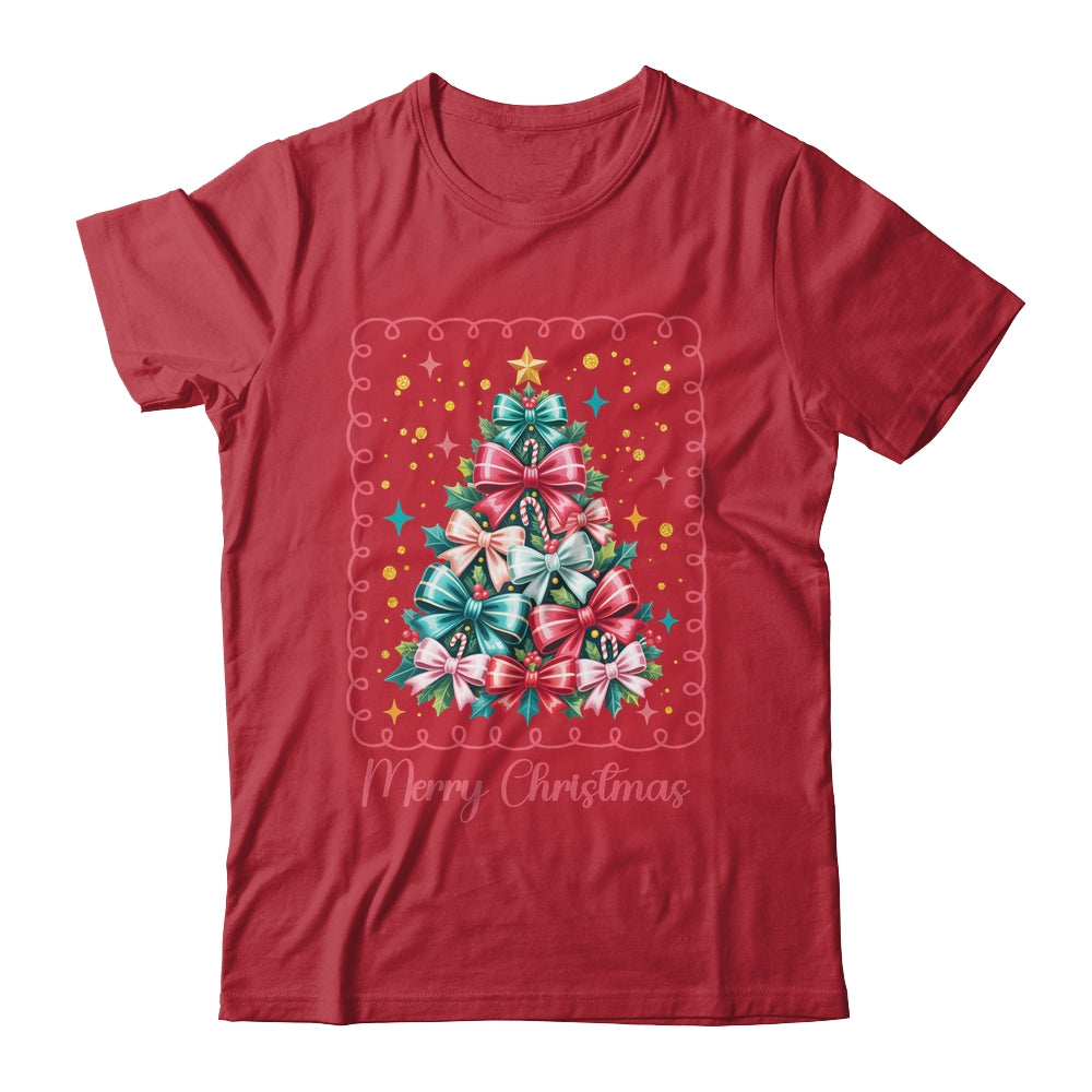 Merry Christmas Coquette Christmas Tree Vintage Bow Women Shirt & Sweatshirt | teecentury