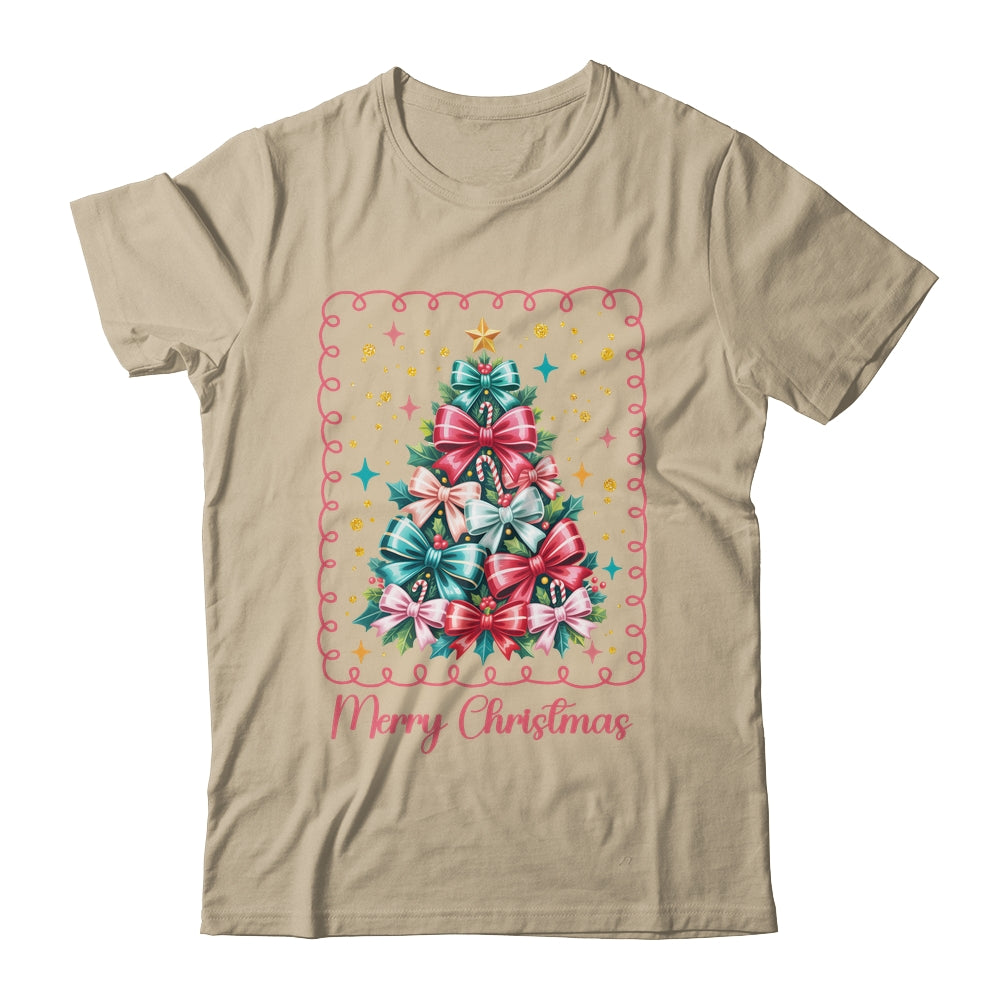 Merry Christmas Coquette Christmas Tree Vintage Bow Women Shirt & Sweatshirt | teecentury