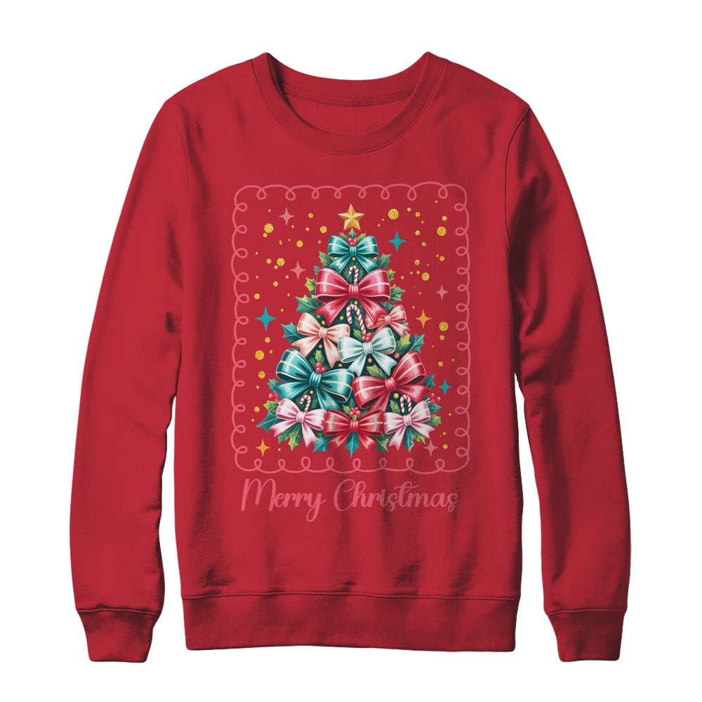 Merry Christmas Coquette Christmas Tree Vintage Bow Women Shirt & Sweatshirt | teecentury