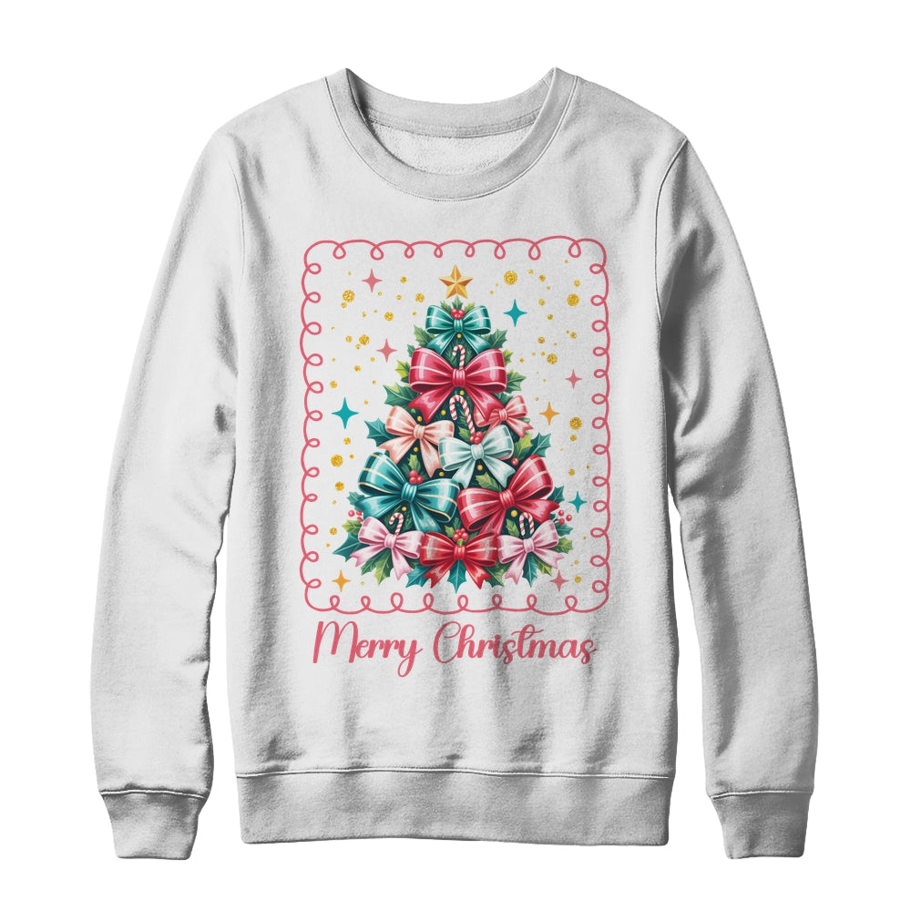 Merry Christmas Coquette Christmas Tree Vintage Bow Women Shirt & Sweatshirt | teecentury