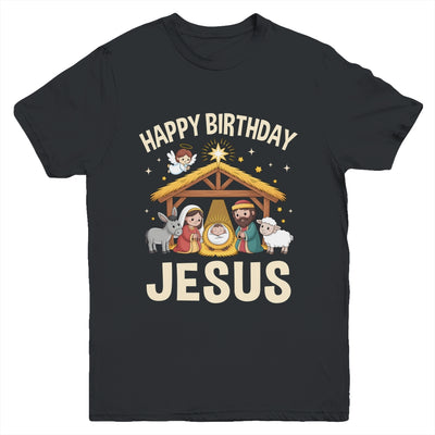 Merry Christmas Family Kid Nativity Happy Birthday Jesus Youth Shirt | teecentury