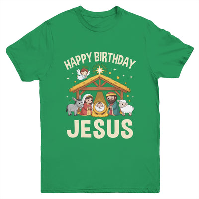 Merry Christmas Family Kid Nativity Happy Birthday Jesus Youth Shirt | teecentury