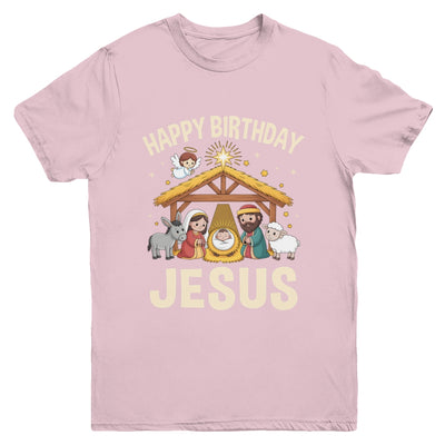 Merry Christmas Family Kid Nativity Happy Birthday Jesus Youth Shirt | teecentury