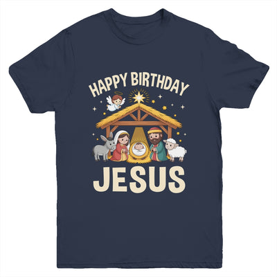 Merry Christmas Family Kid Nativity Happy Birthday Jesus Youth Shirt | teecentury
