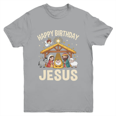 Merry Christmas Family Kid Nativity Happy Birthday Jesus Youth Shirt | teecentury