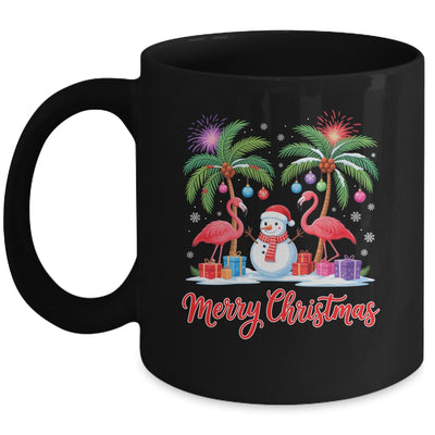 Merry Christmas Flamingo Xmas Palm Tree Light Tropical Mug | teecentury