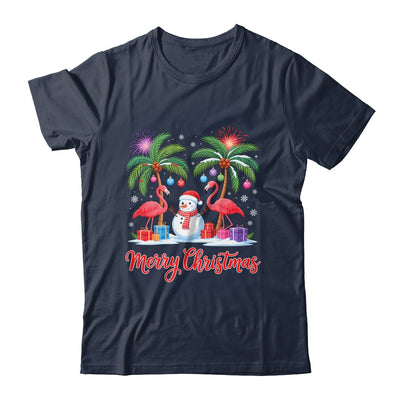 Merry Christmas Flamingo Xmas Palm Tree Light Tropical Shirt & Sweatshirt | teecentury