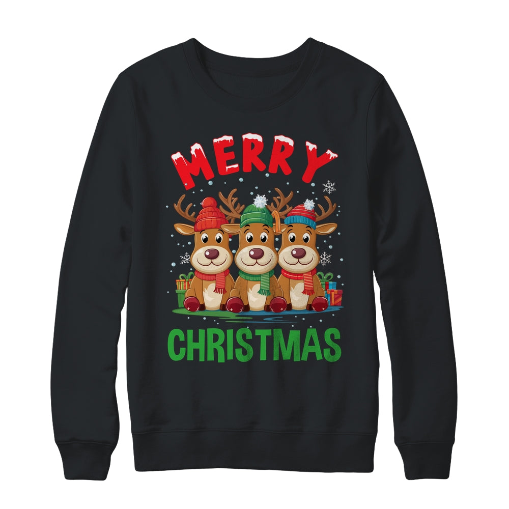 Merry Christmas Funny Christmas Reindeer Men Women Kids Xmas Shirt & Sweatshirt | teecentury