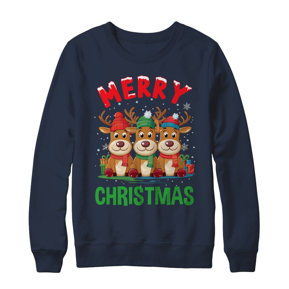 Merry Christmas Funny Christmas Reindeer Men Women Kids Xmas Shirt & Sweatshirt | teecentury