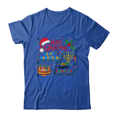 Merry Christmas Happy Hanukkah And Happy Kwanzaa Shirt & Sweatshirt | teecentury