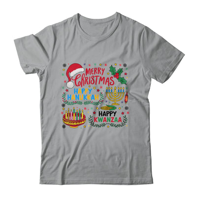 Merry Christmas Happy Hanukkah And Happy Kwanzaa Shirt & Sweatshirt | teecentury