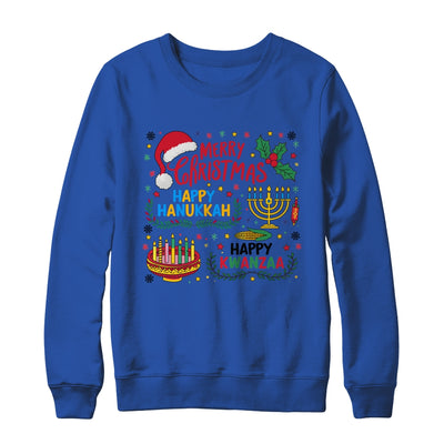 Merry Christmas Happy Hanukkah And Happy Kwanzaa Shirt & Sweatshirt | teecentury