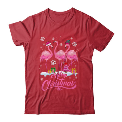 Merry Christmas Hat Santa Flamingo Snow Xmas Shirt & Sweatshirt | teecentury