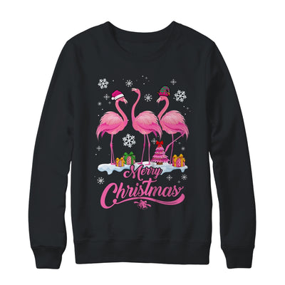 Merry Christmas Hat Santa Flamingo Snow Xmas Shirt & Sweatshirt | teecentury