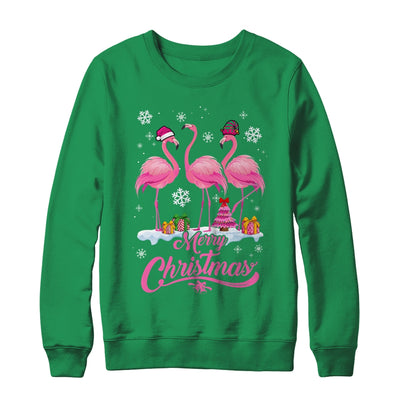 Merry Christmas Hat Santa Flamingo Snow Xmas Shirt & Sweatshirt | teecentury