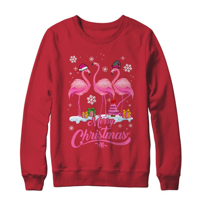 Merry Christmas Hat Santa Flamingo Snow Xmas Shirt & Sweatshirt | teecentury